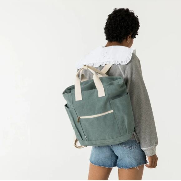 Birdling Washed Gray Backpacker Canvas Diaper Bag Carry All Backpack